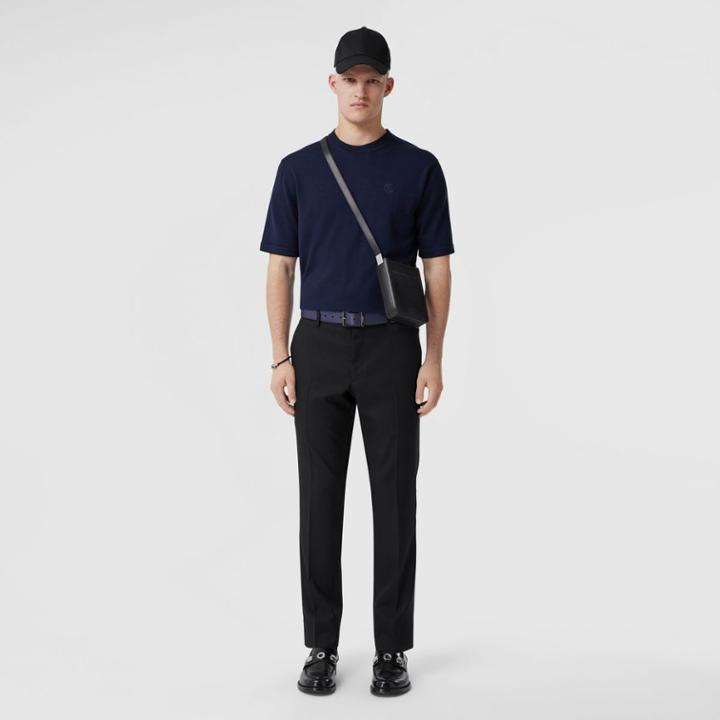 Burberry Burberry Short-sleeve Monogram Motif Wool Silk Top, Size: Xl