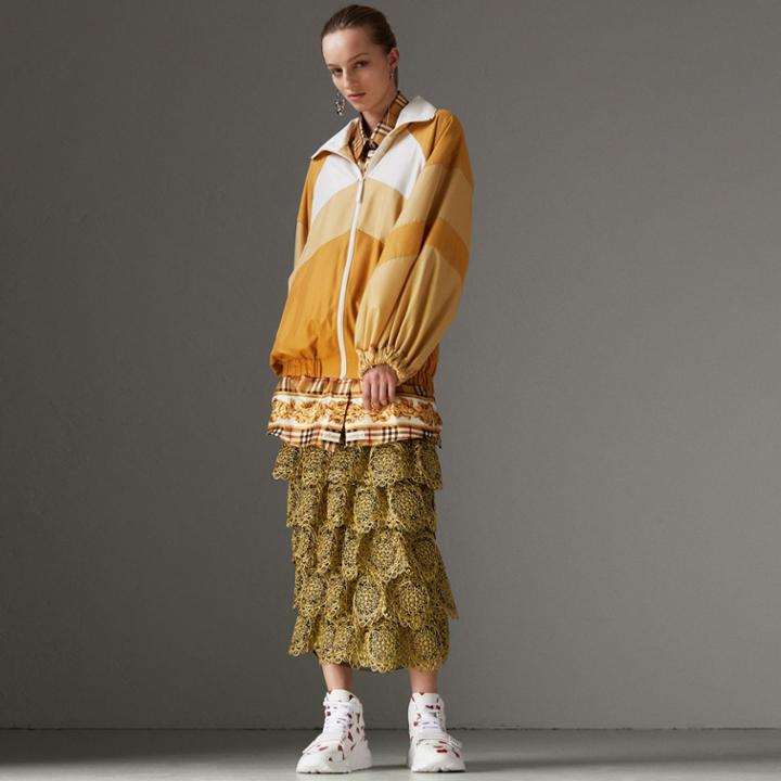 Burberry Burberry Tiered Silicone Lace Skirt, Size: 02, Yellow