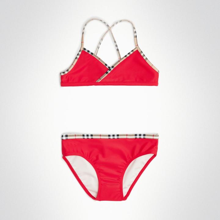 Burberry Burberry Childrens Check Trim Bikini, Size: 3y, Red