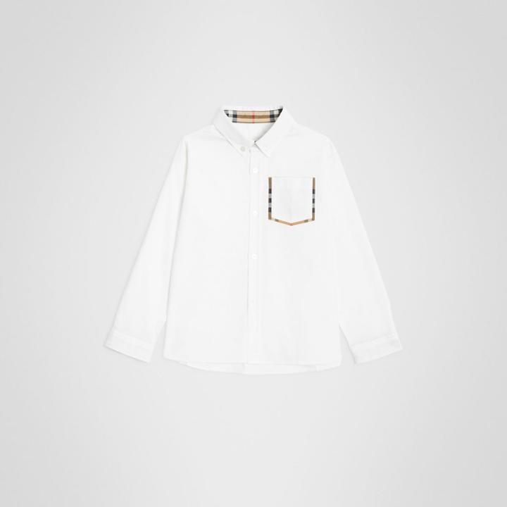 Burberry Burberry Childrens Check Detail Cotton Oxford Shirt, Size: 3y, White