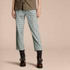 Burberry Burberry Pyjama Print Cropped Silk Cotton Pyjama-style Trousers, Size: 40, Blue
