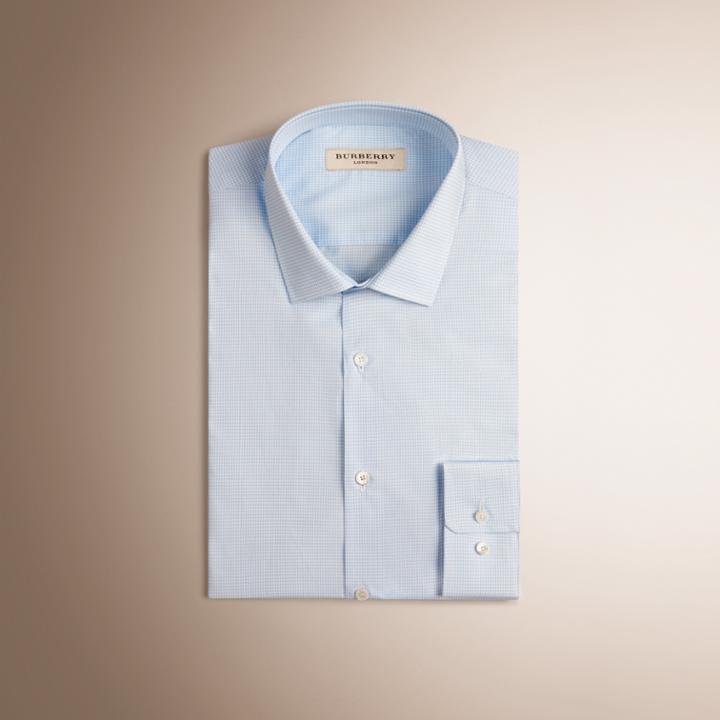 Burberry Burberry Slim Fit Gingham Cotton Poplin Shirt, Size: 16.5, Blue