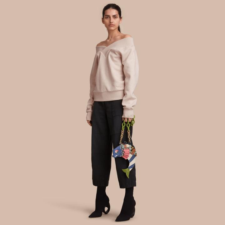 Burberry Burberry Off-the-shoulder Sweatshirt, Size: M, White