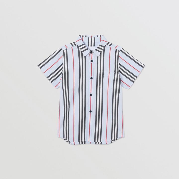 Burberry Burberry Childrens Short-sleeve Icon Stripe Cotton Poplin Shirt, Size: 14y, Blue