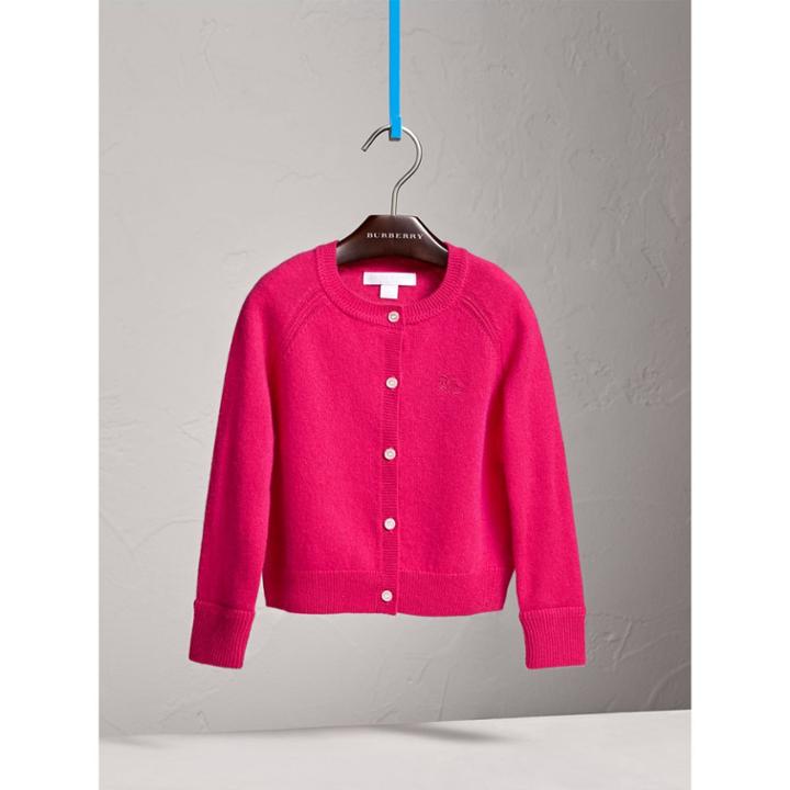 Burberry Burberry Check Cuff Cashmere Cardigan, Size: 6y, Pink