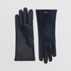 Burberry Burberry Shearling And Leather Gloves, Size: 7, Blue
