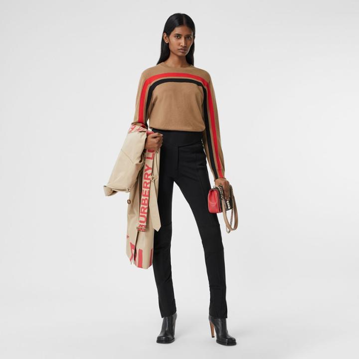 Burberry Burberry Stripe Detail Technical Cashmere Sweater