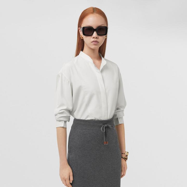 Burberry Burberry Monogram Motif Silk Oversized Shirt, Size: 08