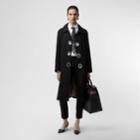 Burberry Burberry Grommet Detail Wool Gabardine Car Coat, Size: 14, Black