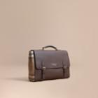 Burberry Burberry Leather And House Check Satchel, Brown