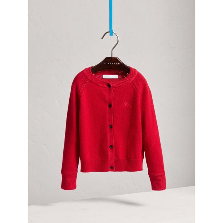 Burberry Burberry Check Detail Cashmere Cardigan, Size: 4y, Red