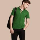Burberry Burberry Check Placket Cotton Piqu Polo Shirt, Size: Xs, Green