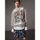 Burberry Burberry Beasts Print Silk Panel Jersey Sweatshirt, Size: M, Grey