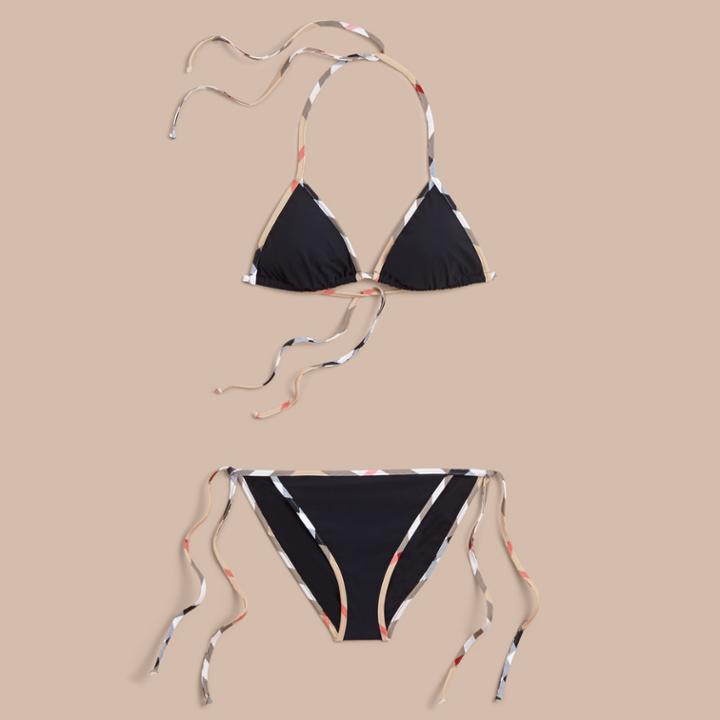 Burberry Burberry Check Trim Triangle Bikini, Black