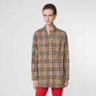 Burberry Burberry Button-down Collar Vintage Check Oversized Shirt, Size: 00, Beige