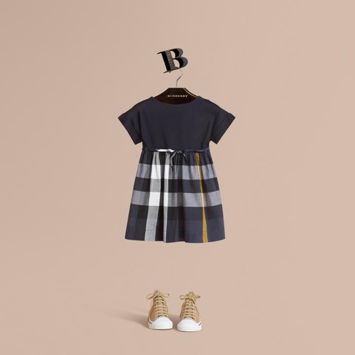 Burberry Burberry Cap Sleeve Check Cotton Dress, Size: 6y, Blue