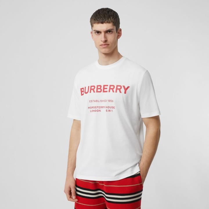 Burberry Burberry Horseferry Print Cotton T-shirt, Size: L, White