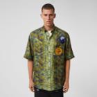 Burberry Burberry Short-sleeve Graphic Appliqu Fish-scale Print Shirt, Size: M, Olive