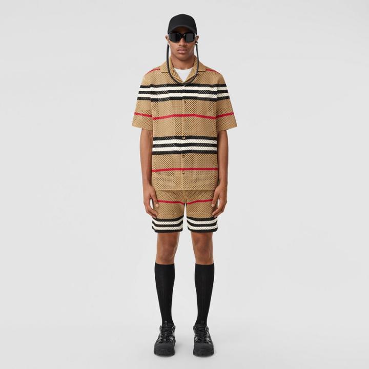 Burberry Burberry Icon Stripe Pointelle Knit Shirt, Size: M