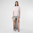 Burberry Burberry Quote Print Cotton Oversized T-shirt, Size: Xs, Pink
