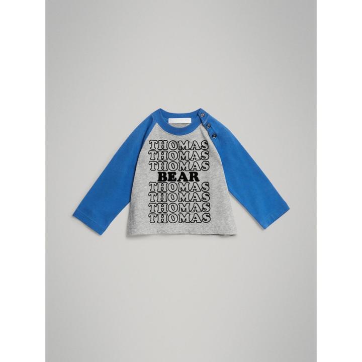 Burberry Burberry Thomas Bear Raglan-sleeve Cotton Top, Size: 18m, Grey