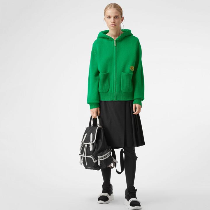 Burberry Burberry Embroidered Archive Logo Cashmere Hooded Top
