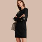Burberry Check Elbow Detail Merino Wool Sweater Dress