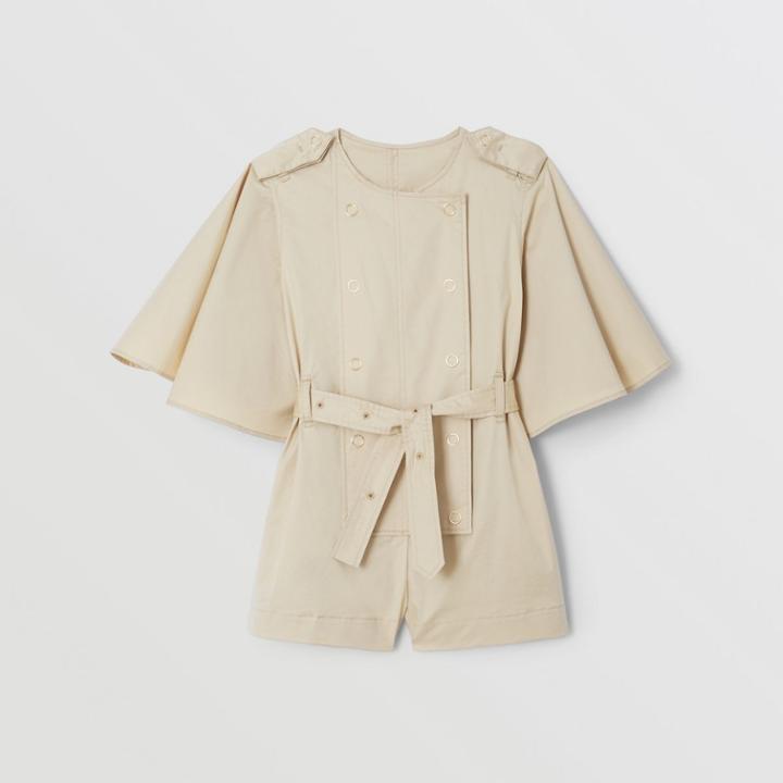 Burberry Burberry Childrens Cape Sleeve Stretch Cotton Playsuit, Size: 3y