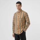Burberry Burberry Classic Fit Patchwork Cotton Poplin Shirt, Size: Xl, Beige