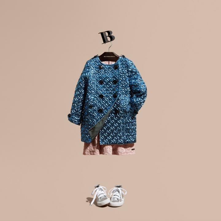 Burberry Burberry Diamond Matelass Cocoon Coat, Size: 8y, Blue