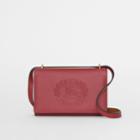 Burberry Burberry Embossed Crest Leather Wallet With Detachable Strap, Red
