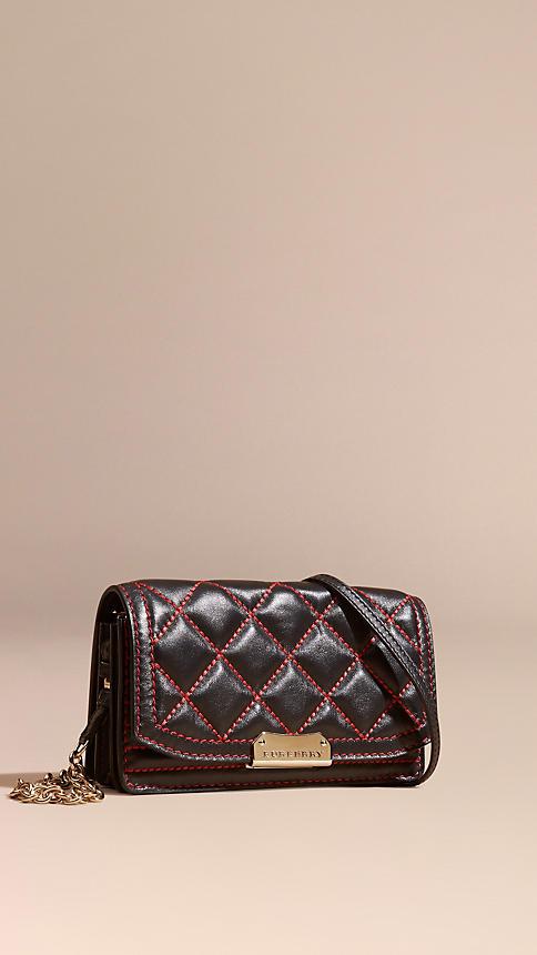 Burberry Quilted Leather Clutch Bag With Chain