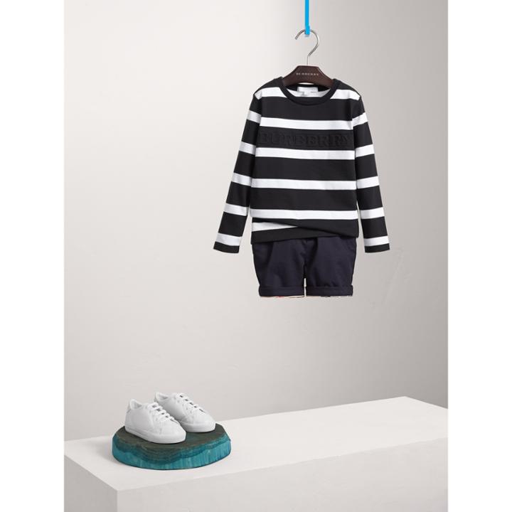 Burberry Burberry Long-sleeve Striped Cotton T-shirt, Size: 14y, Black