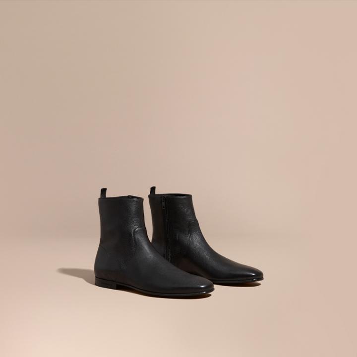 Burberry Burberry Leather Ankle Boots, Size: 42, Black