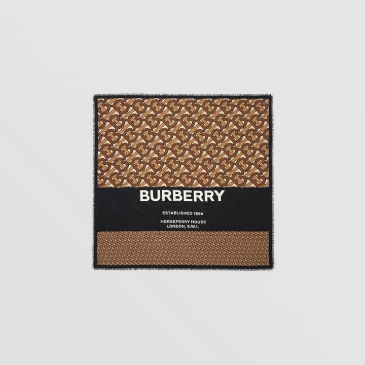Burberry Burberry Monogram Print Cashmere Large Square Scarf, Brown