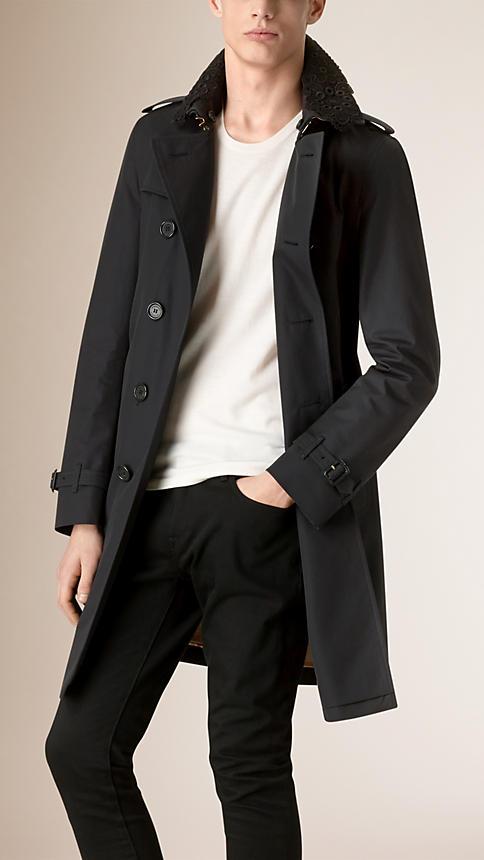 Burberry Prorsum Cotton Gabardine Trench Coat With Lace Collar