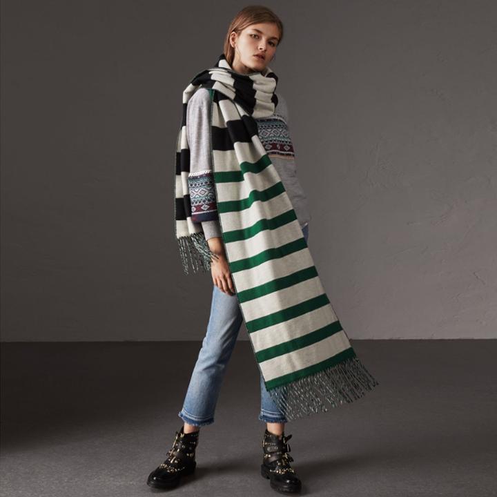 Burberry Burberry Fair Isle Detail Merino Wool Sweater, Grey