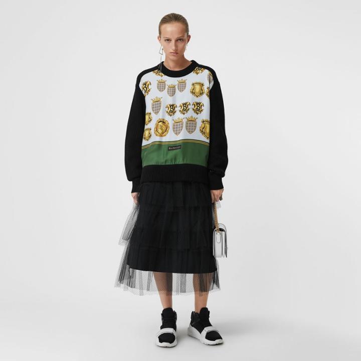 Burberry Burberry Tiered Tulle A-line Skirt, Size: 00, Black