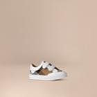 Burberry Burberry House Check And Leather Trainers, Size: 7, White