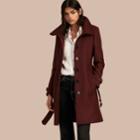 Burberry Burberry Technical Wool Cashmere Funnel Neck Coat, Size: 04, Red