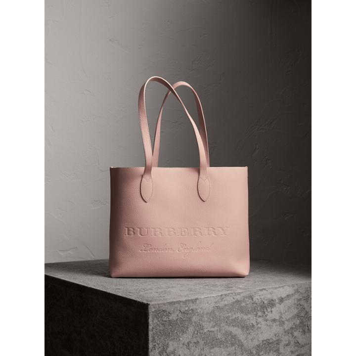 Burberry Burberry Medium Embossed Leather Tote, Pink