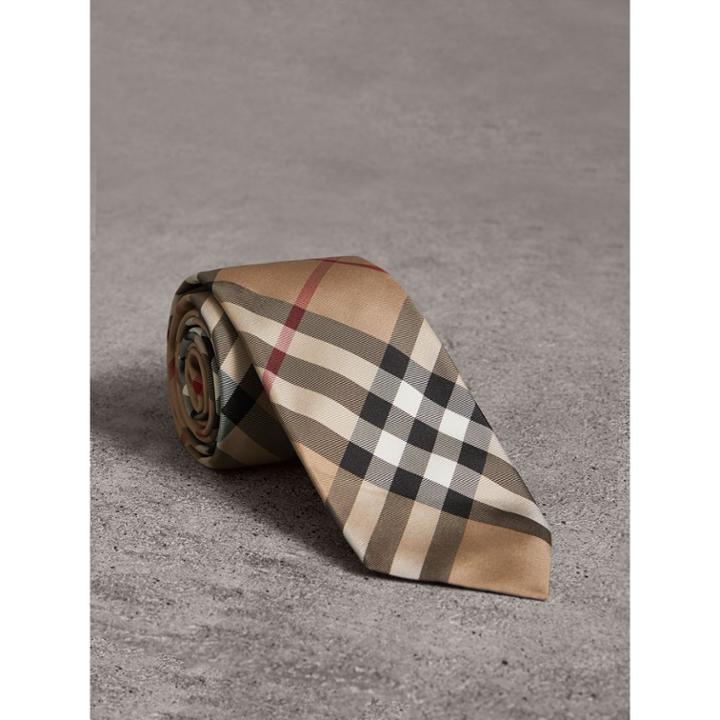 Burberry Burberry Modern Cut Check Silk Twill Tie, Beige