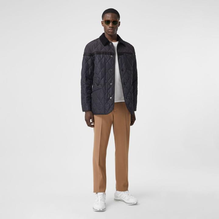 Burberry Burberry Diamond Quilted Nylon Canvas Barn Jacket, Blue