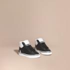 Burberry Burberry Leather And Check High-top Trainers, Size: 8, Black