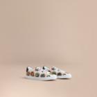 Burberry Burberry Pallas Heads Print Cotton Leather Trainers, Size: 42, White