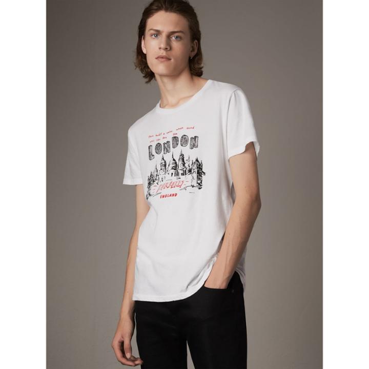 Burberry Burberry London Skyline Print Cotton T-shirt, Size: M