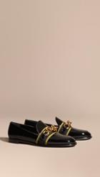 Burberry Chain Detail Leather Loafers