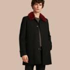 Burberry Burberry Cotton Car Coat With Detachable Mink Collar And Warmer, Size: 38, Black