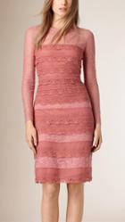 Burberry Tiered French Lace Shift Dress