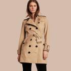 Burberry Cotton Gabardine Trench Coat With Oversize Buckle Detail